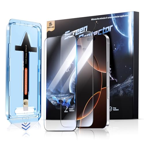 MAGIC JOHN 2 Stück für iPhone 16 ProMax Panzerglas(6,9 Zoll), Auto-Dust-Eliminierung, 9H Härte Folie, Ultra-Klar Displayschutzfolie, Bläschenfrei,Sturzfest & Kratzfest von MAGIC JOHN