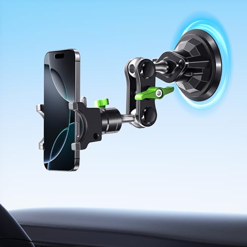 MAGIC JOHN Handyhalterung Auto, 360° Drehbar Auto-Telefonhalterung, Stärkste Saugkraft und Stabile Klemme, KFZ Handy Halterung für iPhone Samsung, Auto für 4-7" Smartphone (Short) von MAGIC JOHN