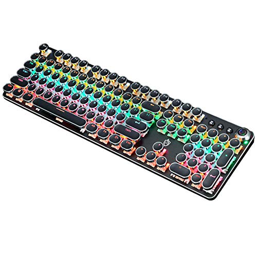 K820 mechanische Gaming-Tastatur, Retro, Steampunk, blauer Schalter, RGB, LED-Hintergrundbeleuchtung, beleuchtete Tastatur, USB-Kabel, für Spiel und Büro, für Laptop Desktop (schwarz) von MAGIC-REFINER