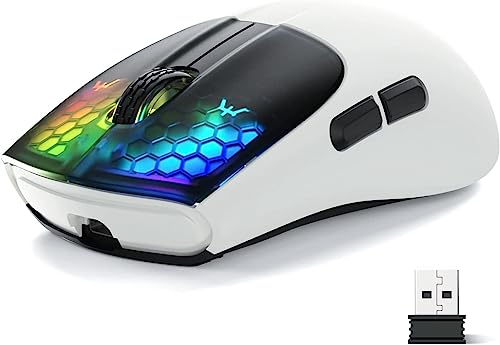 MAGIC-REFINER Attack Shark Aerox X5 Kabellose Gaming-Maus, Ultraleicht 49g, Tri-Mode(BT5.0/2.4GHz/Typ-C), RGB Bluetooth Maus, Optischer Sensor Pixart 4000DPI, Lange Akkulaufzeit, PC/MAC-Schwarz&Weiß von MAGIC-REFINER