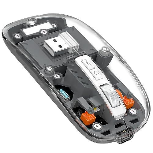 MAGIC-REFINER HXSJ Kabellose Maus Bluetooth, 2,4GHz+Bluetooth 5.0 Funkmaus Wiederaufladbare Leise Ultra Slim 2400DPI, Gaming Maus Transparente, Akkuladestand Sichtbar, für Laptop/PC/Mac/Tablet, Grau MAGIC-REFINER HXSJ Kabellose Maus Bluetooth, 2,4GHz+Bluetooth 5.0 Funkmaus Wiederaufladbare Leise Ultra Slim 2400DPI, Gaming Maus Transparente, Akkuladestand Sichtbar, für Laptop/PC/Mac/Tablet, Grau von MAGIC-REFINER