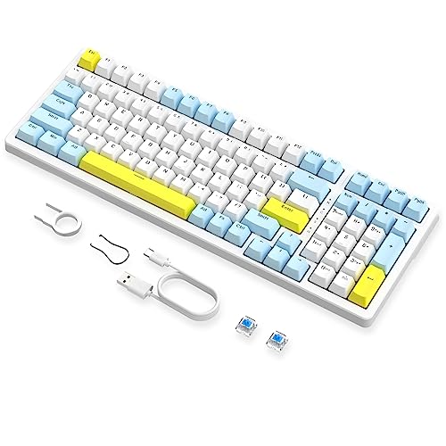 MAGIC-REFINER K3MAX Gaming Tastatur, Mechanisch Tastatur 18 RGB Hinterleuchtet Kabelgebunden, Apex Pro TKL Tastatur Hot Swap 100 Tasten mit Numpad, Anti-Ghosting, Eva Schaum, Blaue Schalter, Win/Mac von MAGIC-REFINER