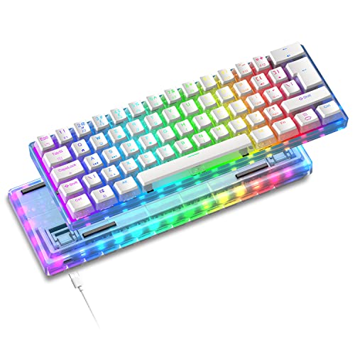 MAGIC-REFINER MINI 60% Kabelgebundene Mechanische Gaming Tastatur, RGB Chroma Beleuchtung, PBT Pudding Keycaps, Hot-Swap, OUTEMU PRO Rote Schalter, QWERTY 62 Tasten Kompakter Tastatur für PC/MAC-Blau von MAGIC-REFINER
