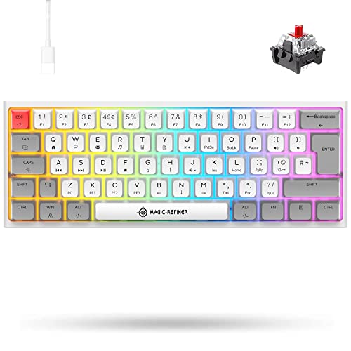MAGIC-REFINER QWERTY 60% tragbare mechanische Gaming-Tastatur, 14 Chroma RGB LED-Hintergrundbeleuchtung, Typ C verdrahtet, 62 volle Anti-Ghosting-Tasten, ergonomisch, für PC/Windows/Mac/PS4/XBox von MAGIC-REFINER