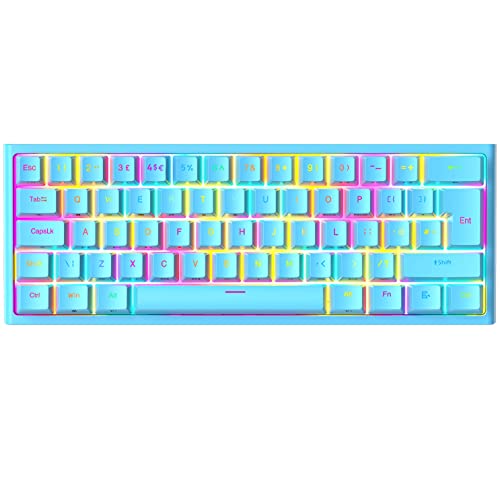 MAGIC-REFINER QWERTY 60% tragbare mechanische Gaming-Tastatur, 14 Chroma-RGB-LED-Licht, Typ C, 62 vollständige Anti-Ghosting-Tasten, ergonomisches Design, für PC/Mac (Blauer/roter Schalter) von MAGIC-REFINER