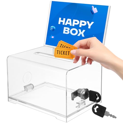 MAGICLULU 1 x Acryl-Spendenbox mit Schloss, transparente Wahlurne, Sammelbox, Kommentarbox für Abstimmung, Münzkartensammlung von MAGICLULU