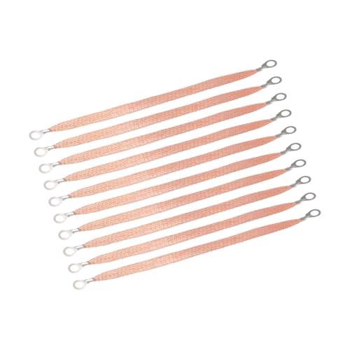 MAGICLULU 10 Stück Batteriekabel Auto Leistung führen Crimpen Erdungsdraht Erdungsbänder Motormasseband geflochtenes Erdungsband reines Kupfer Orange von MAGICLULU
