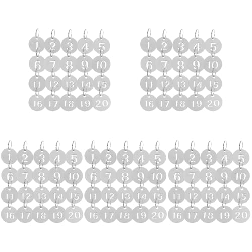 MAGICLULU 100 Stk Nummernschild aus Edelstahl schlüsselanhänger Metallmarken schlüsselringe Runde Nummernschilder aus Metall Nummernschilder für Gepäck Garderobenmarken nummerierte ID-Tags von MAGICLULU