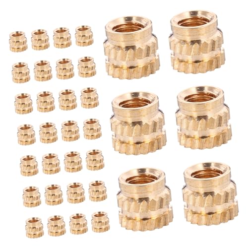 MAGICLULU 100-Teiliges Set Einbettungsmuttern aus Messing mit Innengewinde einpressmuttern kunststoffschale nüss Gewindeeinbettungsmutter Einbettungsmuttern für den Spritzguss Kupfer Golden von MAGICLULU