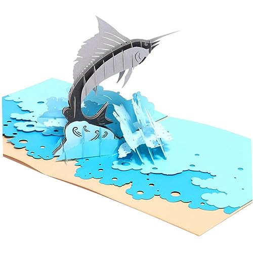 MAGICLULU Elegante 3d-geburtstagskarte Aus Papier Zum Basteln Handgefertigte Segelfisch-papierskulptur für Festivalfeiern von MAGICLULU