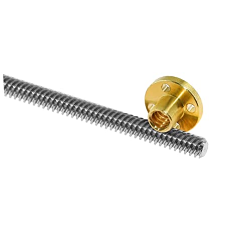 MAGICLULU 2 Stück Schrittmotor Gewindestange bauen mit Gewinde Schlüssel Teile z Nuss Schraubenmutter 3d Ersatz Faden Schrittmotor Leitspindel T8 Leitspindel t-förmige Leitspindel Silber von MAGICLULU