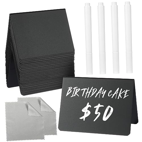 MAGICLULU 30 Stück Mini Kreidetafeln Beidseitig Beschreibbar mit Markierstiften Mikrofasertüchern Kleine zum Beschriften für Zuhause Veranstaltungen von MAGICLULU