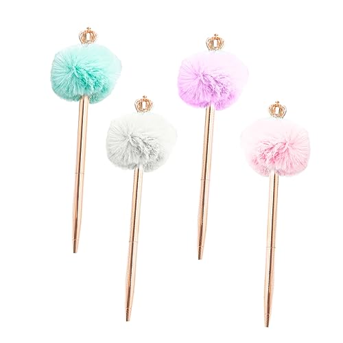 MAGICLULU 4 Stück Flauschige Stifte für Frauen Ausgefallener Stift Frau Fuzzy-stifte – Punktstift Entzückendes Pompom-stifteset von MAGICLULU
