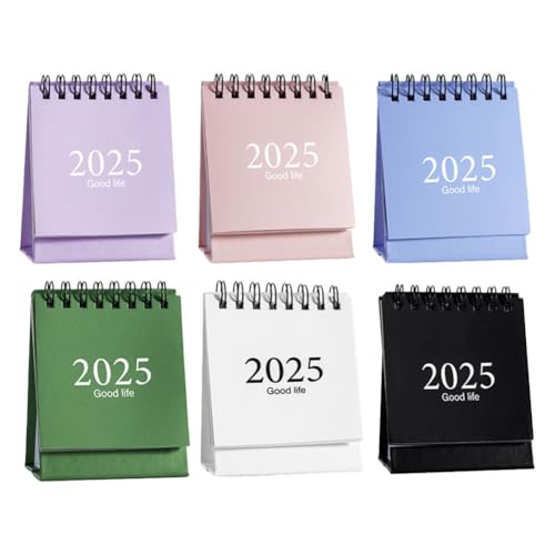 MAGICLULU 6 Stück Kleiner Tischkalender 2025 Mini-Monats-Desktop-Stehkalender Metallring Doppeldraht-Bindungskalender MAGICLULU 6 Stück Kleiner Tischkalender 2025 Mini-Monats-Desktop-Stehkalender Metallring Doppeldraht-Bindungskalender von MAGICLULU
