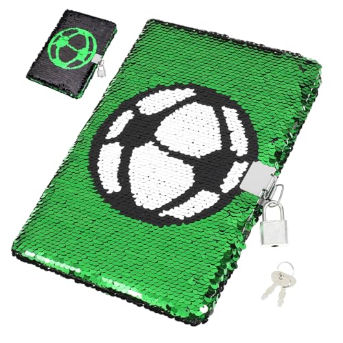 MAGICLULU Fußball Thema Pailletten Notebook Mit Schloss Tagebuch Planer Skizzieren Reise Schreiben von MAGICLULU