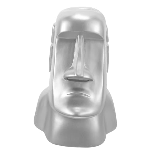 MAGICLULU Moai Statue Kopfhörerständer aus Harz Einzigartiger Kopfhörerhalter im Moai Design für Schreibtisch Praktischer Organizer für Kopfhörer und Brillen Stilvolle Dekoration von MAGICLULU