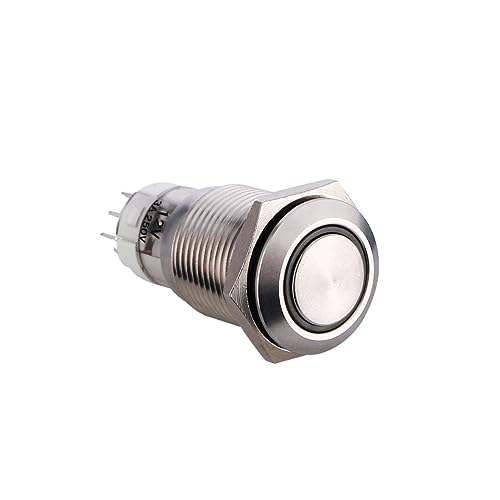 MAGICLULU Rot Ring Metall Druckschalter Selbstverriegelnder Knopfschalter für Autos für Relais Hupenschalter und PC Netzschalter MAGICLULU Rot Ring Metall Druckschalter Selbstverriegelnder Knopfschalter für Autos für Relais Hupenschalter und PC Netzschalter von MAGICLULU