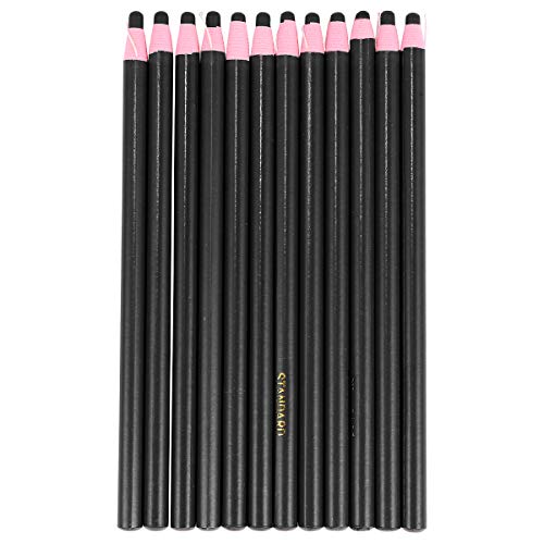 MAGICLULU Schwarze Buntstifte Farbstifte Schwarze Blättchen 1 Schachtel In Papier Eingewickelte Stifte Abziehbarer Stift Augenbrauen Abziehbarer Porzellanstift Abziehbarer Stift Fettstift von MAGICLULU