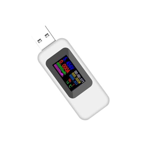 MAGICLULU USB Ladegerät Tester Mit LCD Display Messgerät Für Strom Spannung Und Kapazität Tragbarer Voltmeter Ammeter Für Mobile Geräte Weiß Ohne Batterie von MAGICLULU