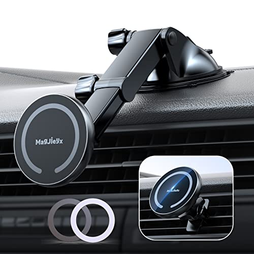 MAGJIEYX Mag-Safe Autohalterung [Starker Saugnapf], Magnetische Handyhalterung Auto für Einziehbarer Arm KFZ Halterung Kompatibel mit iPhone 15/14/13/12 Plus/Pro Max/Mini/Magsafe Case/Alle Telefone von MAGJIEYX