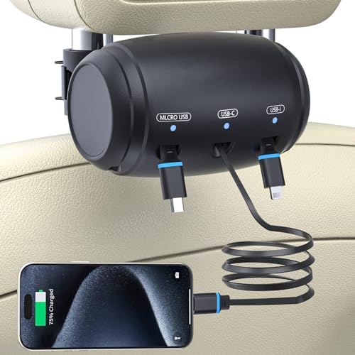 Multi Auto einziehbare Ladestation Box 3 in 1 Auto Rücksitz Schnellladekabel USB Typ C kompatibel mit iPhone/iPad/Android, Rücksitz-Passagieren | Share Rid von MAGJIEYX