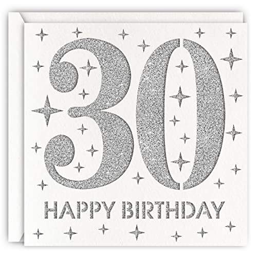 Silberne Geburtstagskarte zum 30. Geburtstag, lasergeschnitten, glitzernd, Geschenk für Tochter, Schwester von MAGJUCHE
