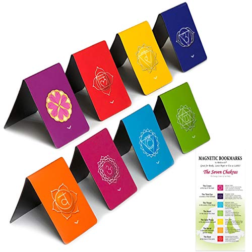 Chakra Magnetische Lesezeichen mit Zeigern, das Original Informative Chakra Set, authentische Designs bunte Mandalas, 8 Stück von MAGNERDS