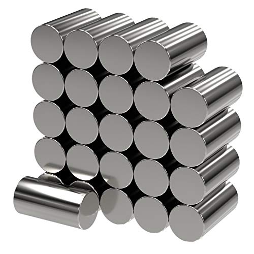 Magnete 25x Neodym Power Silber | Stabmagnet extra stark lang | Stab Durchmesser 5 mm x 10 mm lang | 25 Neodymium Strong Long Magnetic Stick | Starke Supermagnet von MAGNETE.COM