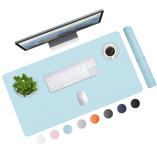 Mauspad, Große Leder-Schreibtischmatte, ultradünn, wasserdicht, Schreibtischtischschutz für Zuhause und Büro (Hellblau, 80 x 40 cm) von MAGOSIS
