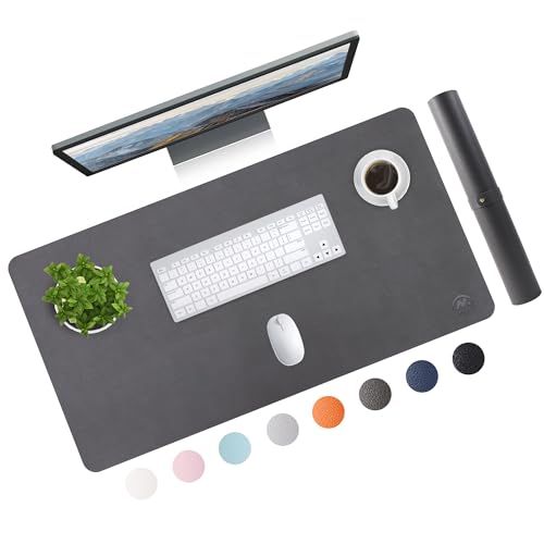 Mauspad, große Leder-Schreibtischmatte, ultradünn, wasserdicht, Schreibtischtischschutz für Zuhause und Büro (Dunkelgrau, 80 x 40 cm) von MAGOSIS