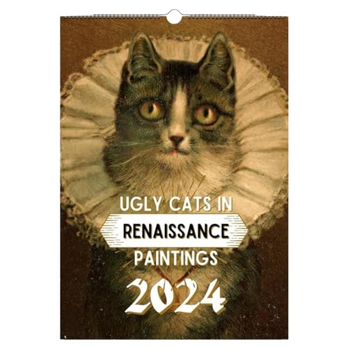 Katzenkalender 2024 | Lustiger hässlicher Katzen-Wanddekorkalender | Wandkalender 2024 | 12-Monats-Katzenkalender mit Darstellung hässlicher Katzenbilder | Katzengeschenke Geeignet für Katzenliebhaber von MAIDONG