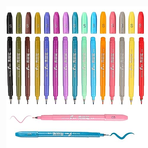 MAIKEDEPOT Handlettering Stifte 15 Stück Farblich Sortiert Kalligraphie Stifte set Sign Brush Pen Faserstiftspitze für Anfänger Schreiben, Unterschrift, Illustration Design und Zeichne von MAIKEDEPOT