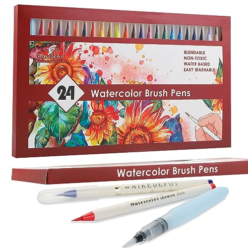MAIKEDEPOT Brush Pen Set, flexiblen Nylonspitzen Handlettering Stifte Wasserfarben Stifte Set für Kalligraphie, Handlettering, Malen (24colors) von MAIKEDEPOT