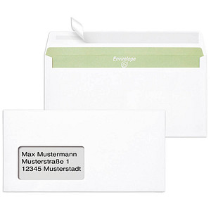 MAILmedia Briefumschläge Envirelope® DIN lang mit Fenster recycling-weiß haftklebend 1.000 St. von MAILmedia