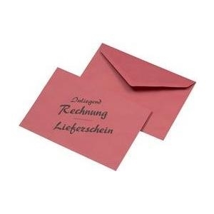 MAILmedia Briefumschlag C6 Lieferschein/Rechnung, rot 75 g/qm, Naßklebung, Maße: 114 x 162 mm, innenliegende - 1 Stück (211072) von MAILmedia