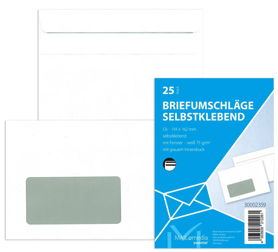 MAILmedia Briefumschlag Offset weiß, C6, mit Fenster von MAILmedia