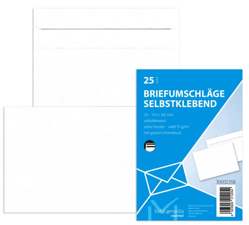 MAILmedia Briefumschlag Offset weiß, C6, ohne Fenster von MAILmedia