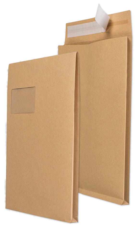 MAILmedia Faltenversandtasche C4, mit Fenster, braun von MAILmedia