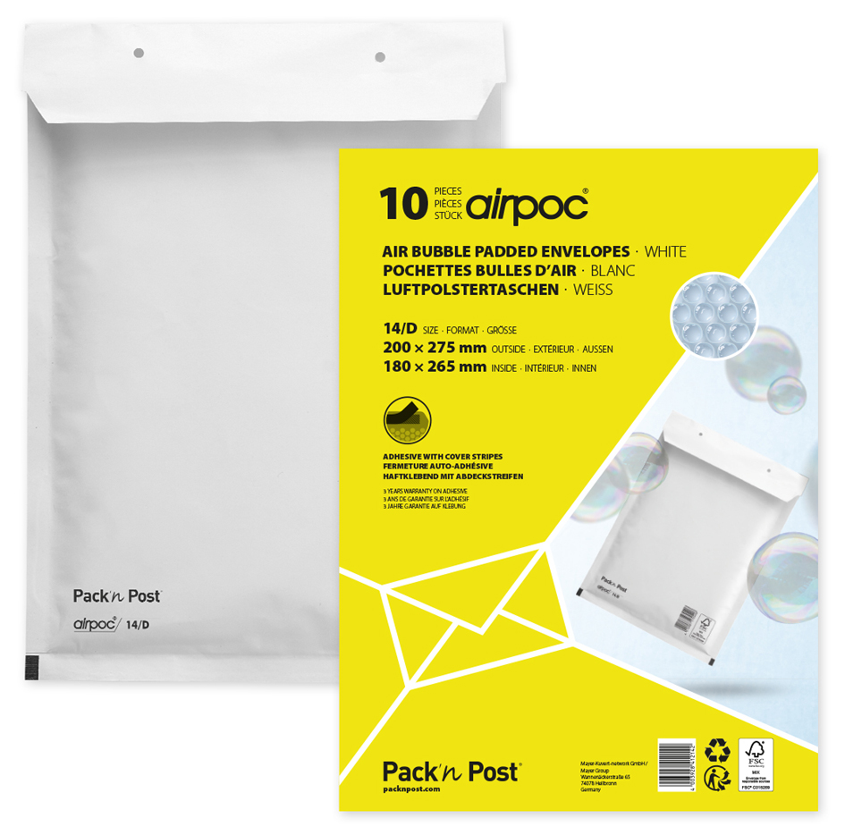 MAILmedia Luftpolster-Versandtaschen, Typ 18/H, weiß, 27 g MAILmedia Luftpolster-Versandtaschen, Typ 18/H, weiß, 27 g von MAILmedia