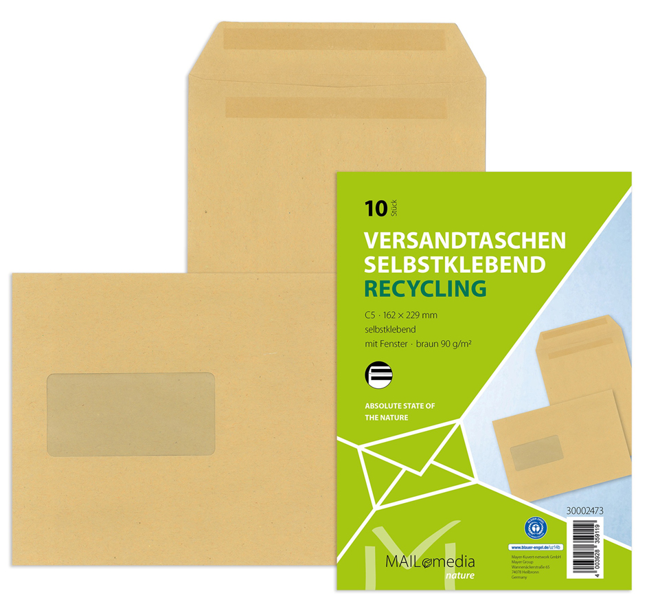 MAILmedia Versandtasche Natron braun, C4, mit Fenster von MAILmedia