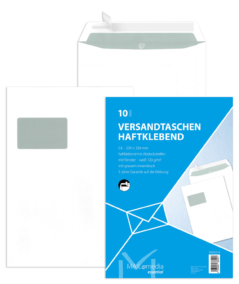 MAILmedia Versandtasche Offset weiß, C4, mit Fenster von MAILmedia