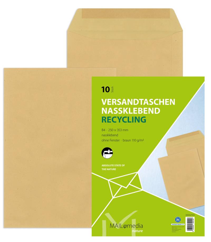 MAILmedia Versandtasche natron braun, B4, ohne Fenster von MAILmedia