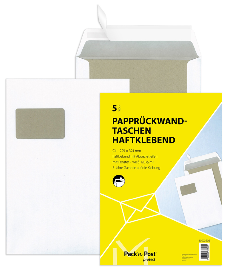 MAILmedia Versandtasche weiß mit Papprücken, mit Fenster von MAILmedia