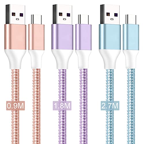 3er-Pack USB-C-Kabel, 1/2/3 m, 3.1 A, Schnellladekabel, Typ C, geflochten, kompatibel mit Samsung Galaxy Flip/Fold Z3 S10 S9 S8 S20 S21 S22 A03s A12/13 A21s/20 a32 n ote 20/10, Huawei, iPad 3er-Pack USB-C-Kabel, 1/2/3 m, 3.1 A, Schnellladekabel, Typ C, geflochten, kompatibel mit Samsung Galaxy Flip/Fold Z3 S10 S9 S8 S20 S21 S22 A03s A12/13 A21s/20 a32 n ote 20/10, Huawei, iPad von MAIMEITE