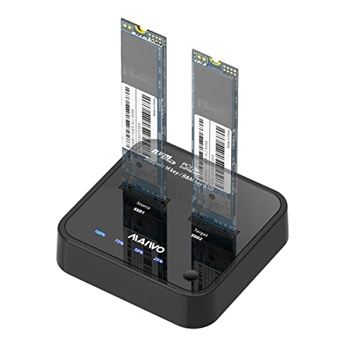 MAIWO K3016P Dual-Bay M.2 NVME SSD Docking Station,,NVME Duplikator für USB 3.1 Gen 2 10Gbps Externes Festplattengehäuse,mit Offline Klonfunktion (Nicht unterstützt SATA). von MAIWO