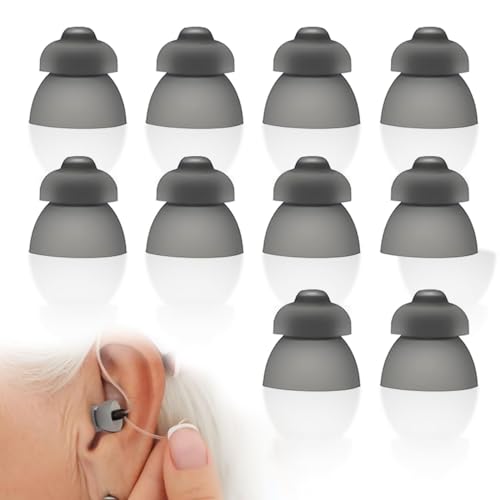 10 Stück Hörgerätekuppeln, Weiche Silikon Soundverstärker Ohrstücke, Doppelschicht Offene Kuppeln Ersatz Hörgerät Zubehör für Senioren (L, 13mm) (Grau, L) von MAIXIANGGUOJI