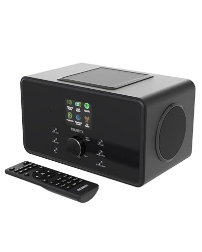 Bluetooth Internetradio mit DAB+ | 100 Watt 2.1-Lautsprecher mit Integriertem Subwoofer Küchenradio |Digitalradio, FM, Spotify, Podcasts, WLAN Radio | Inklusive Fernbedienung | MAJORITY Bard (Schwarz) von MAJORITY