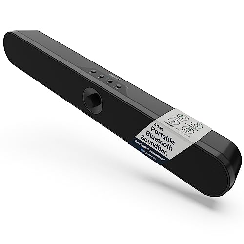 MAJORITY Atlas | Tragbare Bluetooth-Soundbar für PC | 20W Computer Lautsprecher für Laptop | Wiederaufladbare Batterie mit 8 Stunden Laufzeit | PC Boxen mit USB, SD-Karte, AUX und Kopfhöreranschluss von MAJORITY