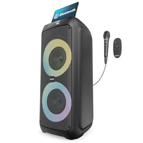 MAJORITY P300 Tragbarer Partybox Bluetooth Lautsprecher | 300W Leistung und 8H Akku | Karaoke Maschine mit Mikrofon, TWS Multi Speaker Link, Xtra Bass, und LED-Licht MAJORITY P300 Tragbarer Partybox Bluetooth Lautsprecher | 300W Leistung und 8H Akku | Karaoke Maschine mit Mikrofon, TWS Multi Speaker Link, Xtra Bass, und LED-Licht von MAJORITY