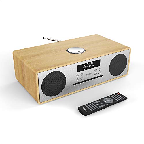 Majority Oakington DAB/DAB+/UKW-Digitalradio – CD-Player – Bluetooth – Stereo-Lautsprechersystem – Fernbedienung – Dualer USB-Eingang/Aufladen – AUX- und USB-Anschluss (Oak) von MAJORITY